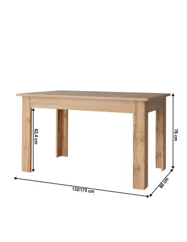 Masă pliantă MORATIZ living/dining, 132-175x80x76 cm, PAL laminat stejar wotan | MobilaOK