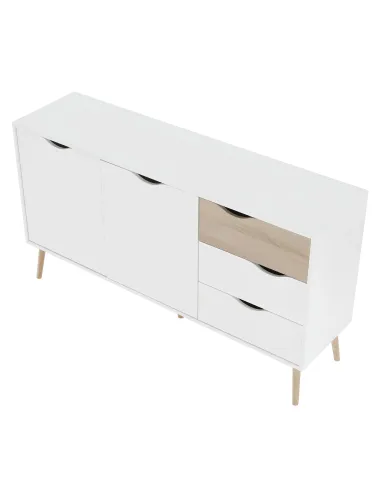 Comodă OSLO 75381 pentru dormitor/hol, 147.1x81x39.1 cm, PAL melaminat stejar sonoma/alb | MobilaOK