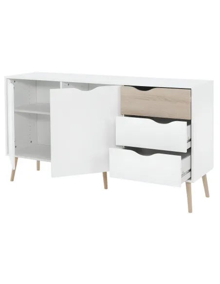 Comodă OSLO 75381 pentru dormitor/hol, 147.1x81x39.1 cm, PAL melaminat stejar sonoma/alb | MobilaOK