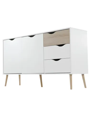 Comodă OSLO 75381 pentru dormitor/hol, 147.1x81x39.1 cm, PAL melaminat stejar sonoma/alb | MobilaOK