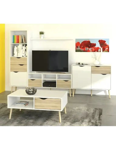 Comodă OSLO 75381 pentru dormitor/hol, 147.1x81x39.1 cm, PAL melaminat stejar sonoma/alb | MobilaOK