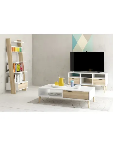 Comodă OSLO 75381 pentru dormitor/hol, 147.1x81x39.1 cm, PAL melaminat stejar sonoma/alb | MobilaOK