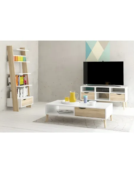 Comodă OSLO 75381 pentru dormitor/hol, 147.1x81x39.1 cm, PAL melaminat stejar sonoma/alb | MobilaOK