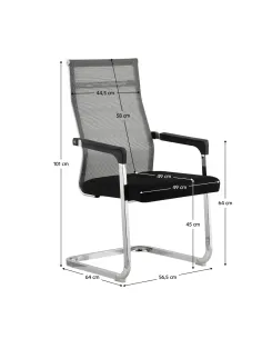 Scaun conferință, RIMALA NEW, birou/sala conferinte, 56.5x64x101 cm, plasă și metal cromat | MobilaOK 2