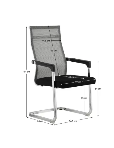 Scaun conferință, RIMALA NEW, birou/sala conferinte, 56.5x64x101 cm, plasă și metal cromat | MobilaOK