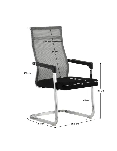 Scaun conferință, RIMALA NEW, birou/sala conferinte, 56.5x64x101 cm, plasă și metal cromat | MobilaOK