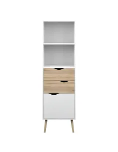 Vitrină OSLO 75382, living, 50.1x170.6x39.1 cm, PAL melaminat stejar sonoma/alb | MobilaOK