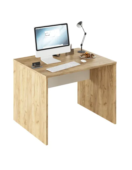 Masă Birou RIOMA TYP 12, 100x80x76 cm, PAL laminat stejar artizan/alb | MobilaOK