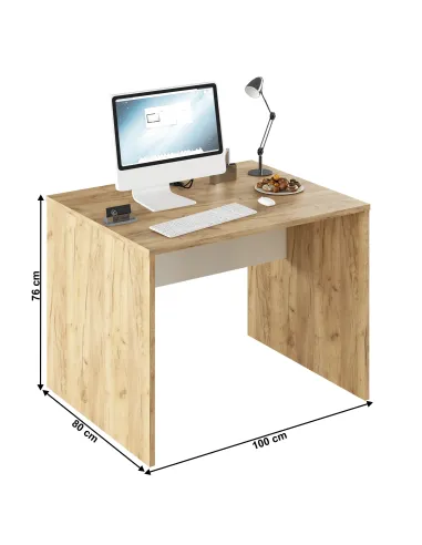 Masă Birou RIOMA TYP 12, 100x80x76 cm, PAL laminat stejar artizan/alb | MobilaOK