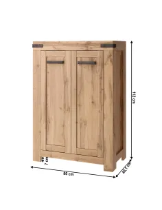 Comodă 2D/80, dormitor/hol, 80x40x112 cm, PAL melaminat stejar wotan | MobilaOK 2