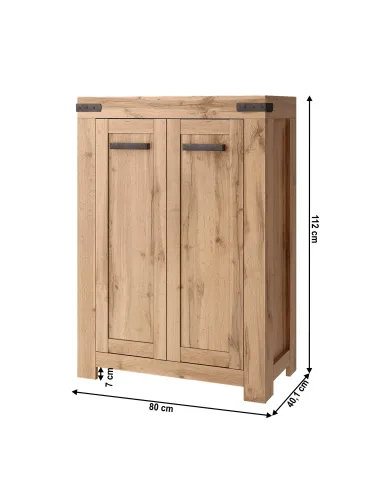 Comodă 2D/80, dormitor/hol, 80x40x112 cm, PAL melaminat stejar wotan | MobilaOK