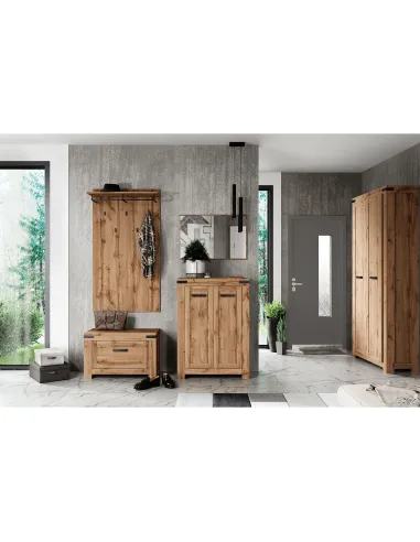 Comodă 2D/80, dormitor/hol, 80x40x112 cm, PAL melaminat stejar wotan | MobilaOK