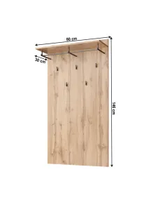 Panou suspendat MORATIZ, hol/dormitor/birou, 80x30x146 cm, PAL melaminat stejar wotan | MobilaOK 2