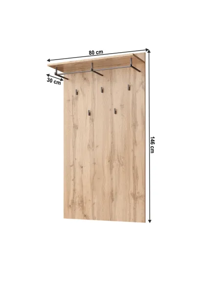 Panou suspendat MORATIZ, hol/dormitor/birou, 80x30x146 cm, PAL melaminat stejar wotan | MobilaOK