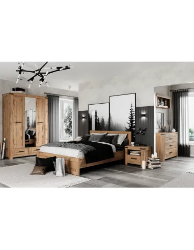 Pat, MORATIZ, dormitor, 160x200, PAL stejar wotan | MobilaOK