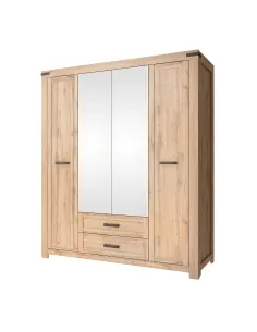 Dulap MORATIZ 4D2S pentru dormitor/hol, 177x59.8x210.1 cm, PAL melaminat stejar wotan | MobilaOK
