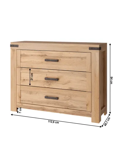 Comodă 3S, dormitor/hol, 112.6x40.1x84 cm, PAL/MDF | MobilaOK