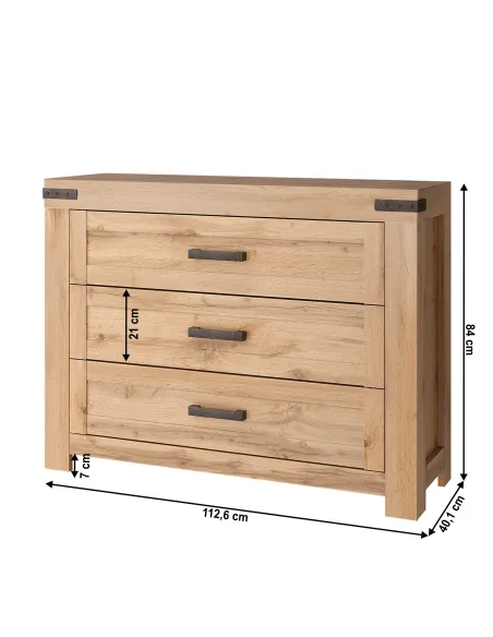 Comodă 3S, dormitor/hol, 112.6x40.1x84 cm, PAL/MDF | MobilaOK