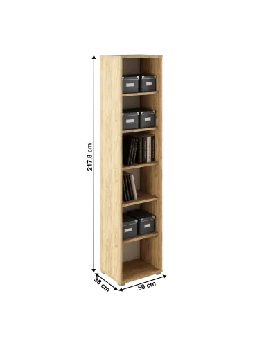 Raft înalt RIOMA TYP 02 pentru living/dormitor, 50x38x217.8 cm, PAL melaminat stejar/alb | MobilaOK