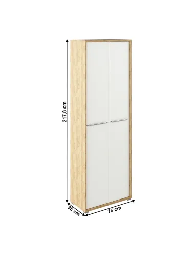 Dulap RIOMA, dulap înalt hol/dormitor, 75x38x217.8 cm, PAL melaminat stejar artizan/alb | MobilaOK