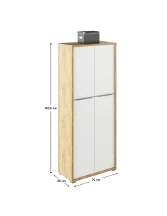 Dulap RIOMA, dormitor/hol/living, 75x38x182.6 cm, PAL melaminat stejar artizan/alb | MobilaOK 2