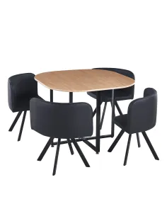 Set Dining BEVIS NEW, sufragerie, 100x73 cm, MDF/metal, piele ecologică | MobilaOK