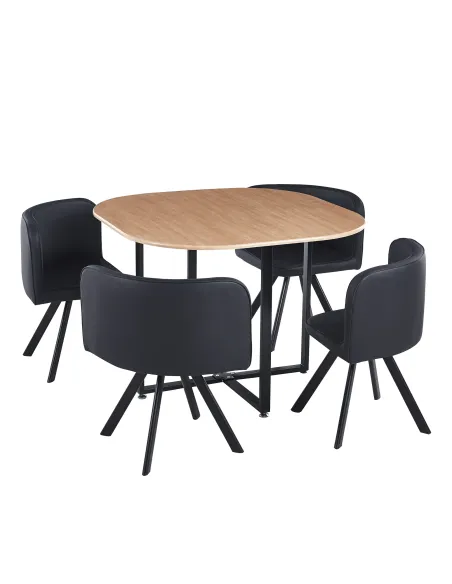 Set Dining BEVIS NEW, sufragerie, 100x73 cm, MDF/metal, piele ecologică | MobilaOK
