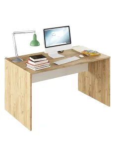Masă birou RIOMA TYP 11, birou, 140x80x76 cm, PAL laminat stejar artizan/alb | MobilaOK