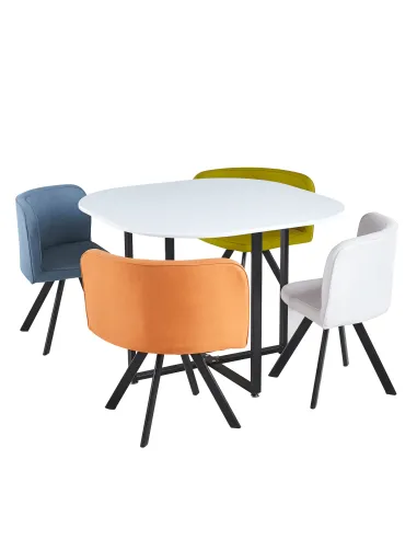 Set Dining BEVIS NEW, sufragerie, 100x73 cm, MDF/metal, textil/metal | MobilaOK