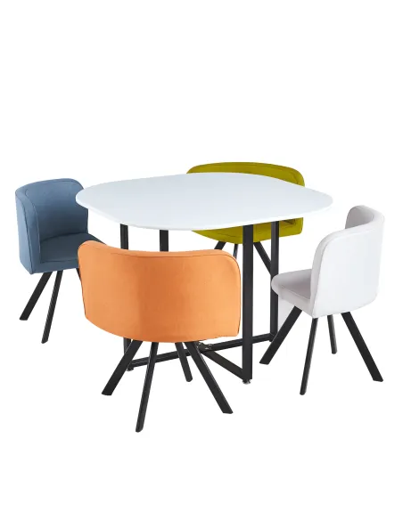 Set Dining BEVIS NEW, sufragerie, 100x73 cm, MDF/metal, textil/metal | MobilaOK
