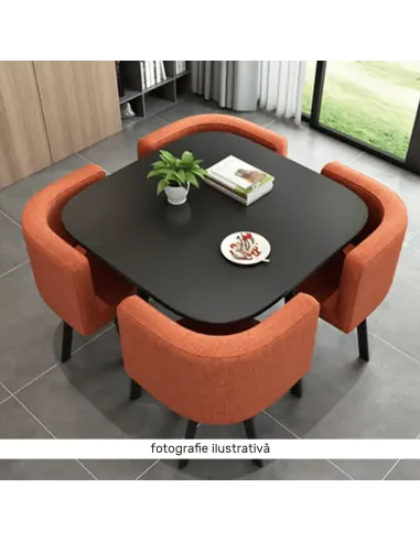 Set Dining BEVIS NEW, sufragerie, 100x73 cm, MDF/metal, textil/metal | MobilaOK