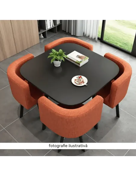 Set Dining BEVIS NEW, sufragerie, 100x73 cm, MDF/metal, textil/metal | MobilaOK