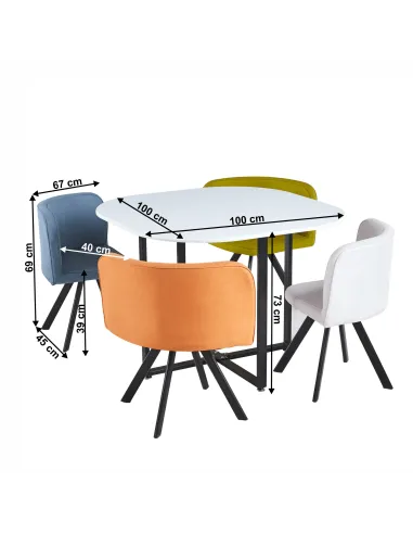 Set Dining BEVIS NEW, sufragerie, 100x73 cm, MDF/metal, textil/metal | MobilaOK