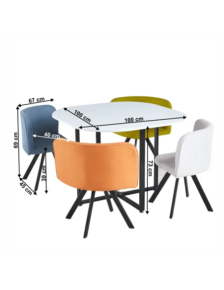 Set Dining BEVIS NEW, sufragerie, 100x73 cm, MDF/metal, textil/metal | MobilaOK