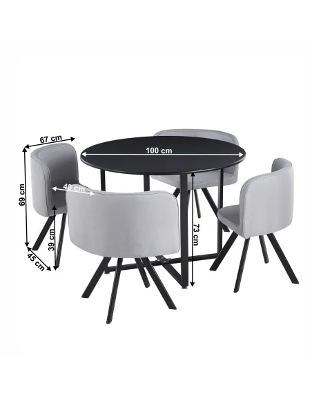 Set Dining BEVAN NEW, sufragerie, 100x73 cm, MDF și metal | MobilaOK