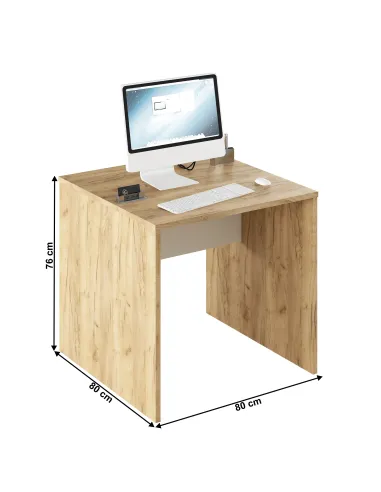 Birou de scris RIOMA TYP 17, birou, 80x80x76 cm, PAL laminat stejar artizan/alb | MobilaOK