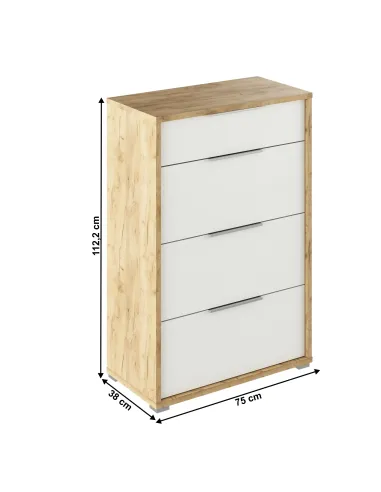 Comodă RIOMA TYP 22 pentru dormitor/hol, 75x38x112 cm, PAL melaminat | MobilaOK