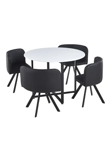 Set Dining BEVAN NEW, living/bucătărie, 100x73 cm, MDF/metal/piele ecologică | MobilaOK
