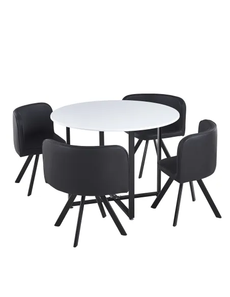 Set Dining BEVAN NEW, living/bucătărie, 100x73 cm, MDF/metal/piele ecologică | MobilaOK