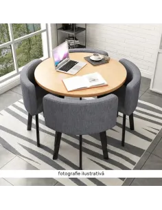 Set Dining BEVAN NEW, living/bucătărie, 100x73 cm, MDF/metal/piele ecologică | MobilaOK 2