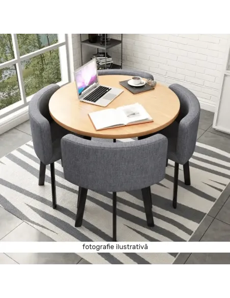 Set Dining BEVAN NEW, living/bucătărie, 100x73 cm, MDF/metal/piele ecologică | MobilaOK