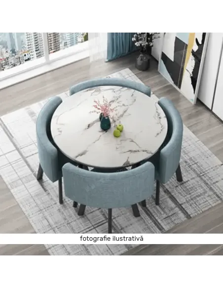 Set Dining BEVAN NEW, living/bucătărie, 100x73 cm, MDF/metal/piele ecologică | MobilaOK