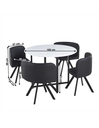 Set Dining BEVAN NEW, living/bucătărie, 100x73 cm, MDF/metal/piele ecologică | MobilaOK
