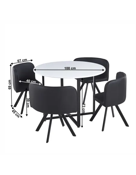 Set Dining BEVAN NEW, living/bucătărie, 100x73 cm, MDF/metal/piele ecologică | MobilaOK