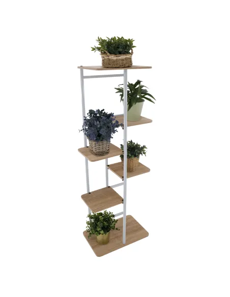 Suport de flori, LEDOR TIP 2, living/dormitor/balcon, 36x23.5x106 cm, PAL alb/stejar sonoma | MobilaOK