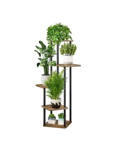 Suport de flori ADITE, living/dormitor/birou, 30x30x106.5 cm, Metal/Lemn rustic | MobilaOK