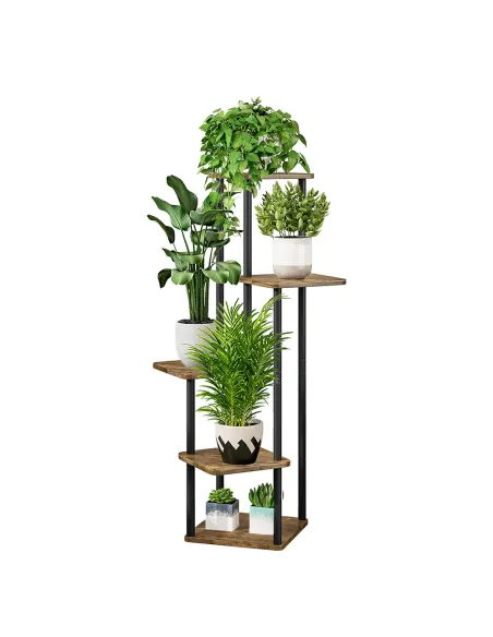 Suport de flori ADITE, living/dormitor/birou, 30x30x106.5 cm, Metal/Lemn rustic | MobilaOK