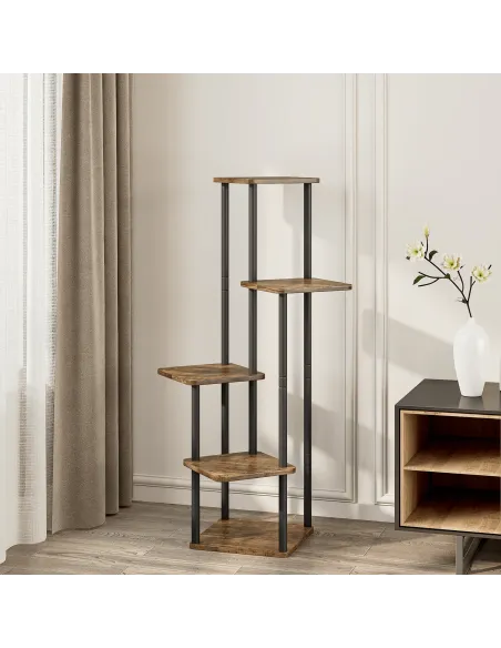 Suport de flori ADITE, living/dormitor/birou, 30x30x106.5 cm, Metal/Lemn rustic | MobilaOK