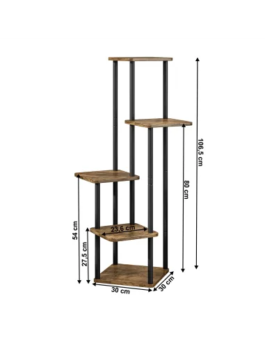 Suport de flori ADITE, living/dormitor/birou, 30x30x106.5 cm, Metal/Lemn rustic | MobilaOK