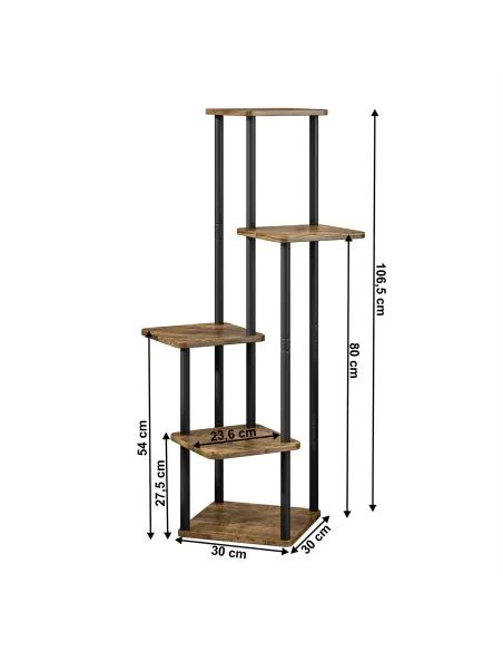 Suport de flori ADITE, living/dormitor/birou, 30x30x106.5 cm, Metal/Lemn rustic | MobilaOK